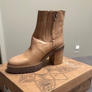 Free People Tan Leather Ankle Boots